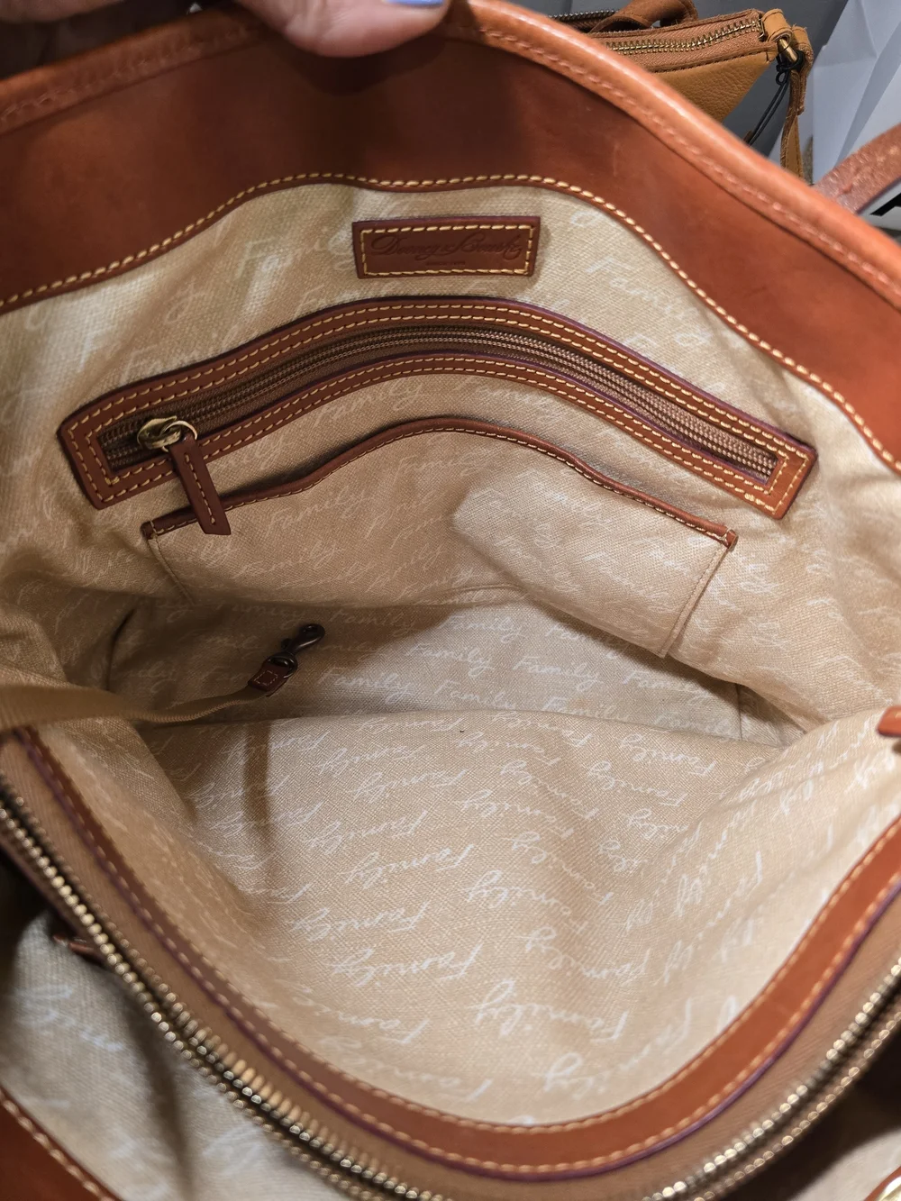Dooney & Bourke Multicolor Duck-Print Canvas Tote with Red Leather Trim